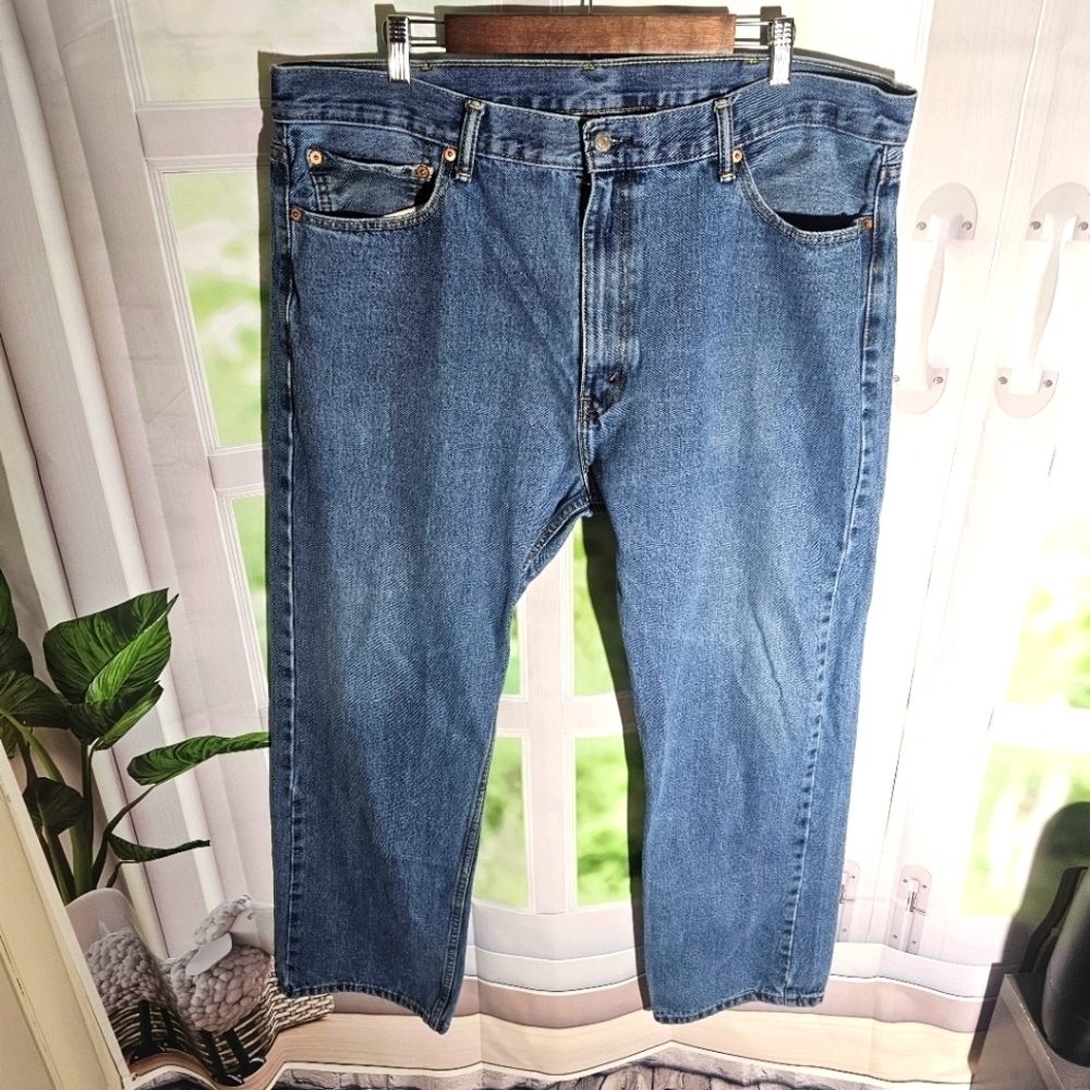 Levis 505 Jeans Mens 42x32 Straight Leg Blue Denim‎ Jeans